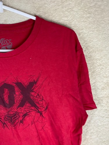 FOX Casual T-Shirts Top Size L Mens Red Logo Short Sleeve - Picture 4 of 10