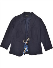 Luisa Spagnoli Womens Front Tie Blazer Jacket It 46 Large Navy Blue Pp20