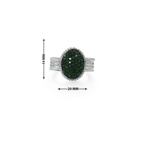 0.56 Cttw Round Cut Natural Green Diamond Oval  Halo Wedding Ring 925 Sterling - Picture 5 of 15