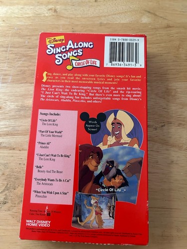 Disney Sing Along Songs Lion King Circle of Life VHS Video Tape Free Shipping - Picture 5 of 5
