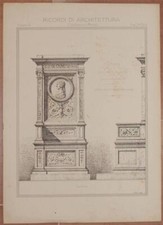 RICORDI DI ARCHITETTURA SEDILE SCOLPITO IN NOCE STILE RINASCIMENTO CARLO PUCCI