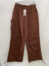 Halara Womens M Mid Rise Drawstring Cargo Pockets Wide Leg Casual Jogger Pant