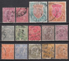 INDIA 1911-23 KGV GEORGE V DEFINITIVE SHORT SET TO 2r SCOTT 80/94 USED