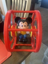 Vintage Walt Disney Mickey Mouse Rolling Wheel Toy 1960's Illco Preschool Toy