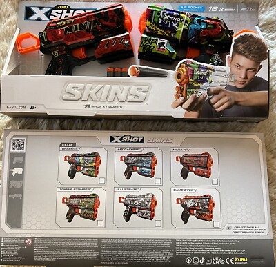 ZURU X-Shot SKINS Flux Soft Dart Blaster Combo - Ninja & Graffiti - 2pk