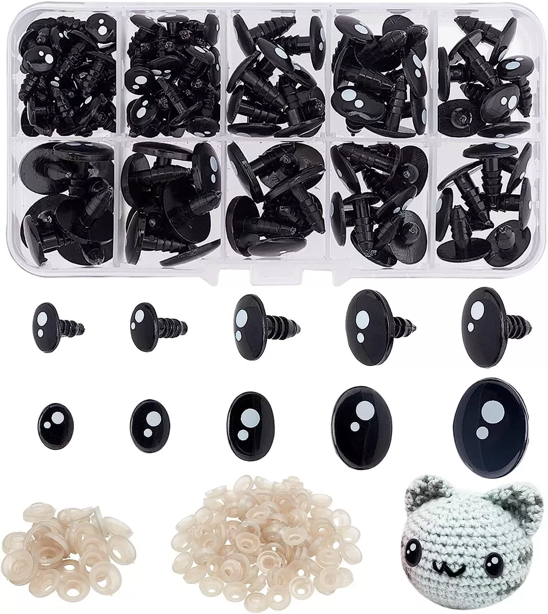 12mm Black Plastic Safety Eyes