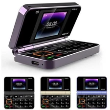 Unlocked 2G GSM Mini Phone Foldable Cell Phones Dual SIM Dual Screen Keyboard