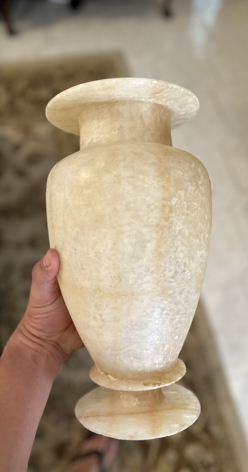 Egyptian Hand-Carved Alabaster  Candle Holder, Gift,Patio decor,stone
