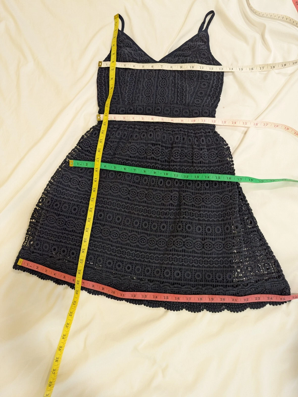 VALENTINO Mini abito Cami collo a V Abercrombie & Fitch taglia small occhiello blu pizzo elasticizzato