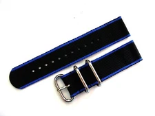 20 22 NATO ® EDGE™ 2pc BLUE watchband Dive Sport strap Heavy Nylon UTC IW SUISSE