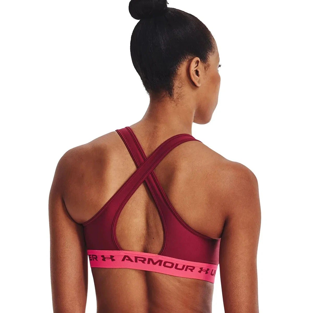 Under Armour Women's Medium Support Crossback Sports Bra Red