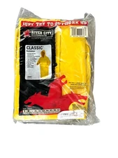 River City Garments Classic Rainwear Yellow 49” Coat Detachable Hood Size 3XL