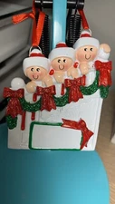 Bannister Staircase Family of 3 Christmas Tree Ornament Gift