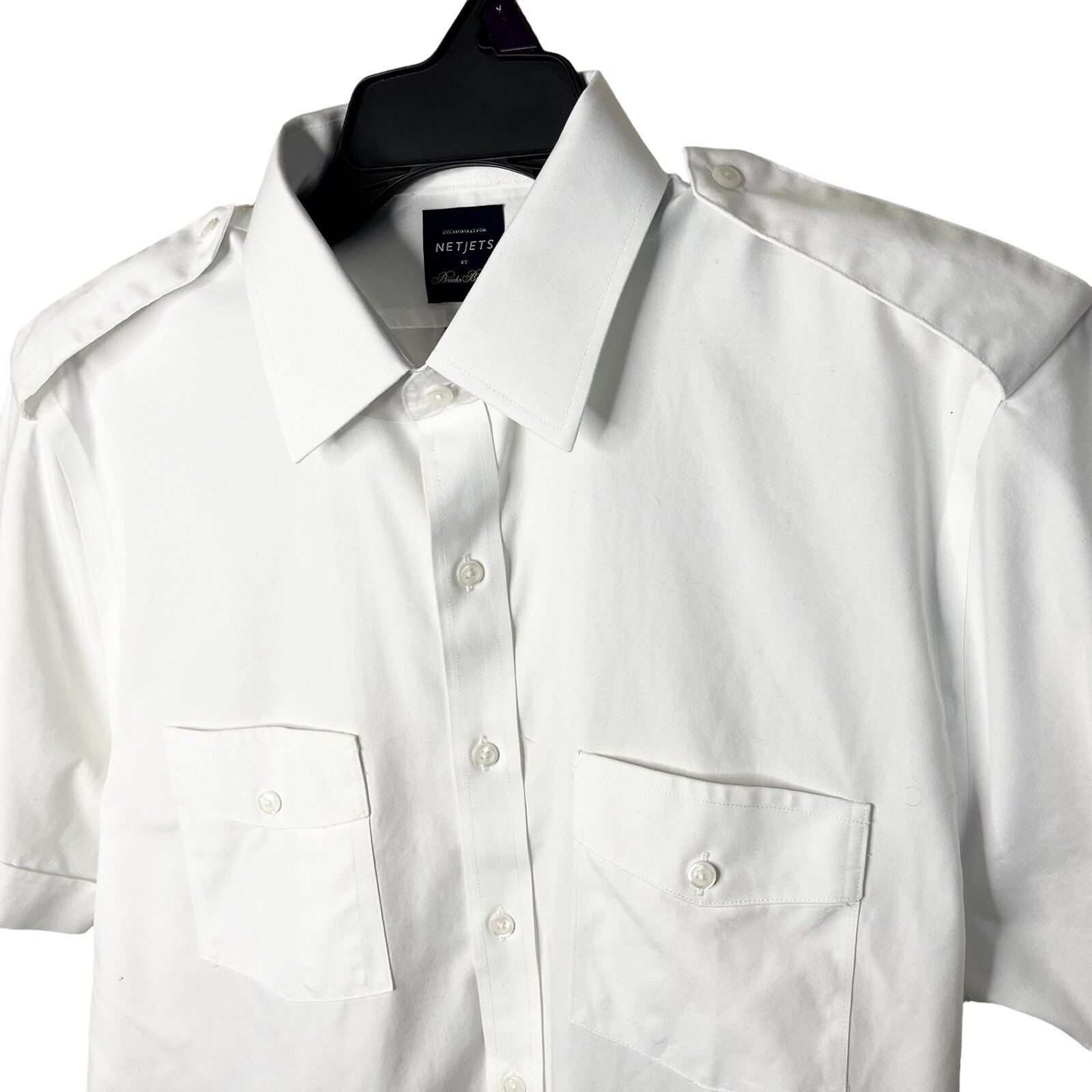 Brooks Brothers Pilot Uniform Shirt Men 16.5 White Netjets Two Shirt