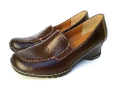 Euro Soft by Sofft Women's Wedge Heels Loafers Brown Leather Slip On Size US 8.5