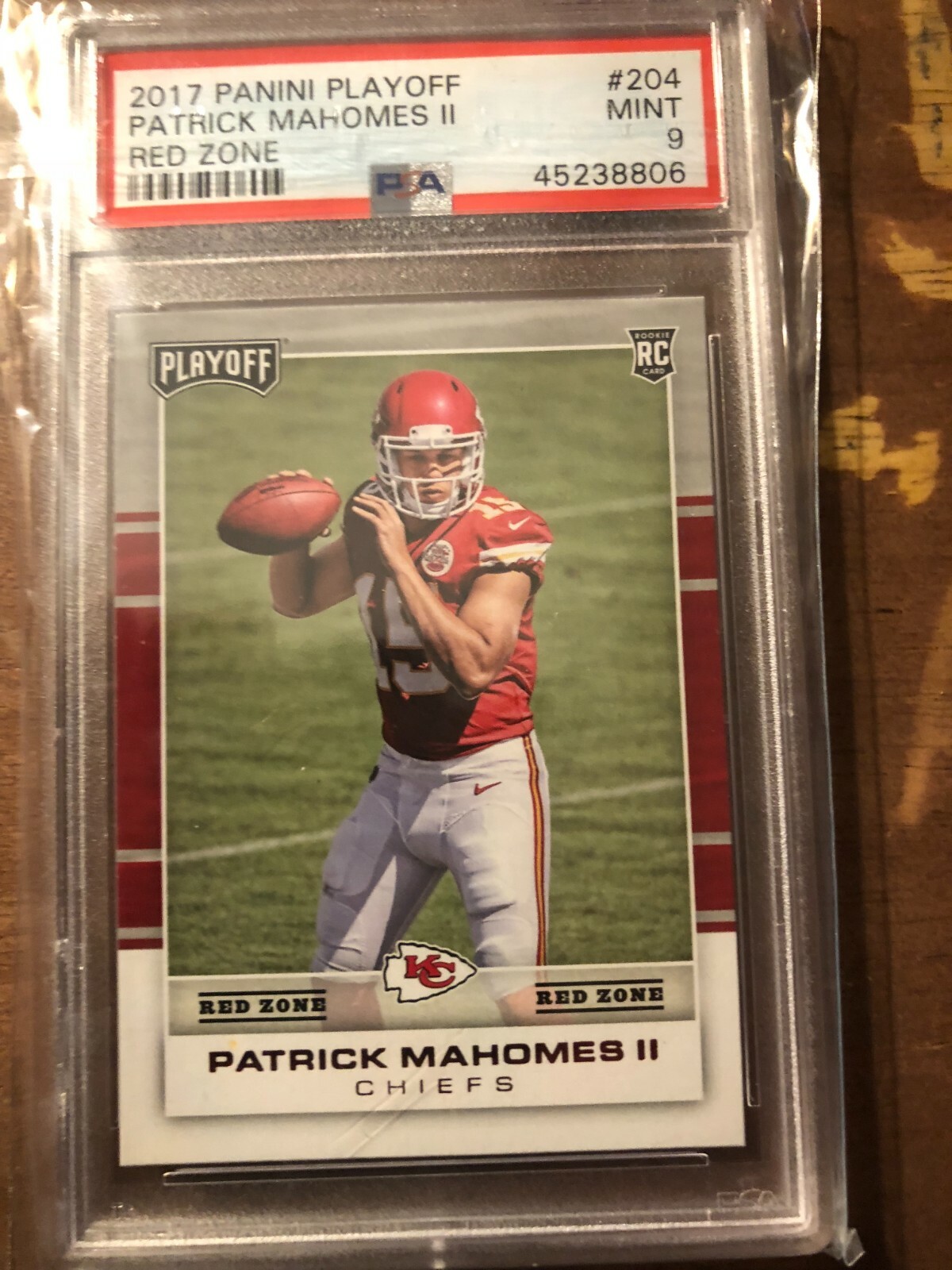 2017 PANINI PLAYOFF PATRICK MAHOMES II RED ZONE ROOKIE RC PSA 9
