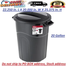Hyper Tough 20 Gallon Heavy Duty Plastic Garbage Can Included Lid Indoor/Outdoor