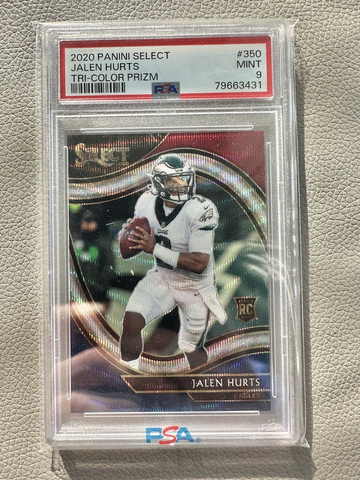 2020 JALEN HURTS Select Field Level Tri Color Prizm Rookie RC /75 PSA 9 Eagles