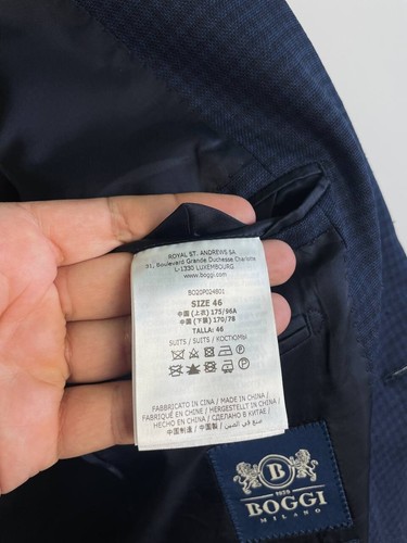 Blazer lana a quadri Boggi Milano blu taglia 46 - Foto 7 di 8