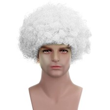 Afro Synthetic Clown Wig for Men Women Cosplay Anime Christmas Party White
