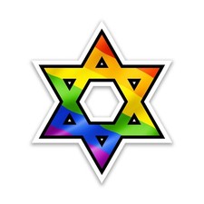 Rainbow Gay Pride Star of David LGBTQ 4" Wide Sticker - Includes Two Stickers