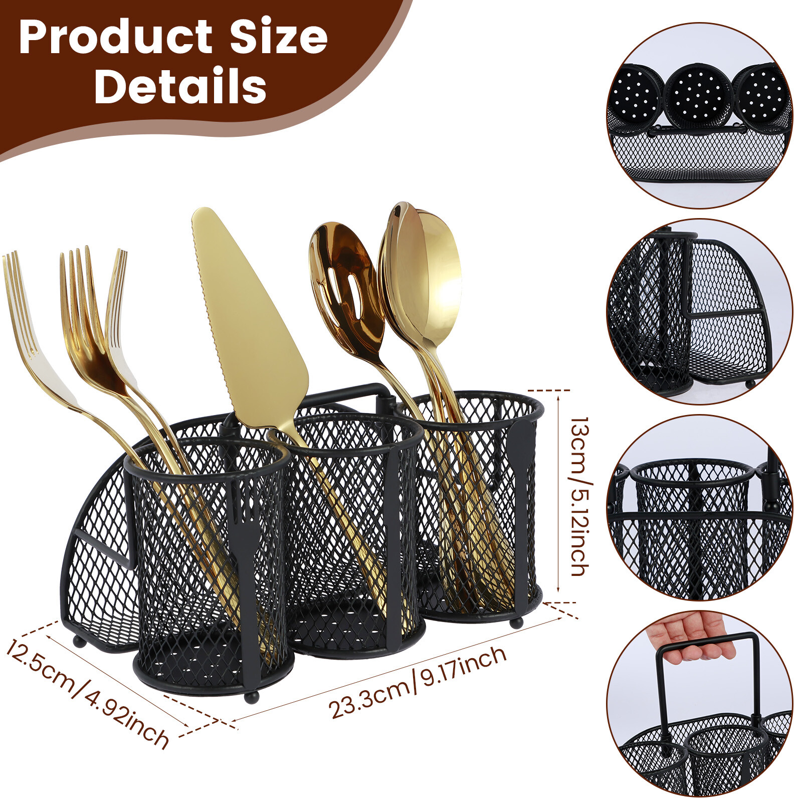 Metal Utensil Caddy Mesh Silverware Caddy 4 Compartments Flatware Caddy