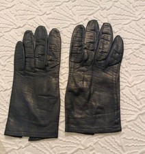 Vtg 60s Gimbels Gabrielle Black Real Kid Leather Gloves Belgium Silk Lining NOS