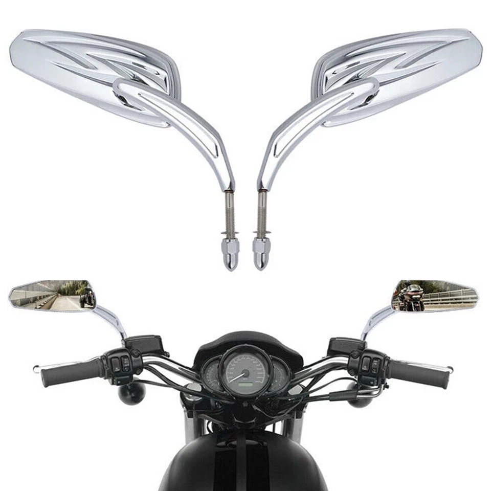 Chrome Tapered Tribal Mirrors For Harley Davidson Street Glide Road Glide V-Rod Foto 2 de 4