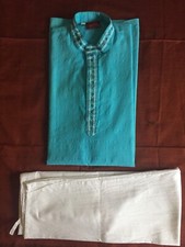 Blue Embroidered  Cotton Boys kurta pajama set