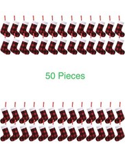 Mini Christmas "Red Buffalo Plaid" Stockings 50 Pack 5 inches -NEW
