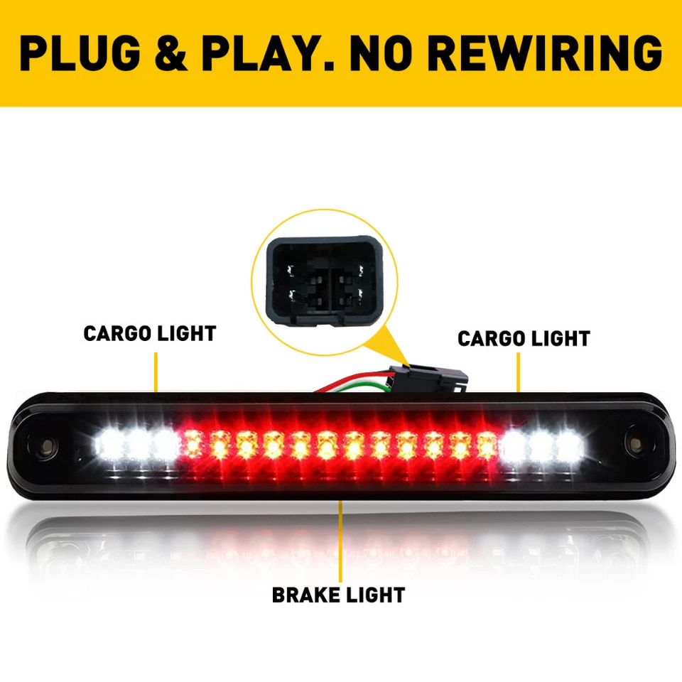 For 88-1998 Chevy GMC K1500 C1500 Black LED Third 3rd Brake Cargo Light Lamp NEW - Image 2 of 4
