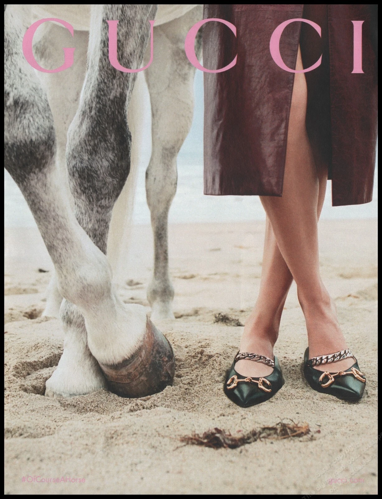 Chaussures Gucci Magazine Imprimé Publicité Femme Mode Jambes Longues Cheville Chaussures 2020 1pg