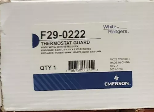 NEW White Rodgers F29-0222 Thermostat Guard, Beige Metal W/ Keyed Lock