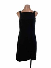 Ann Taylor Vtg Dress Women 6 Black Square Neck Sheath Whimsygoth Witchy USA MADE