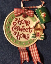 Kurt Adler Home Sweet Home With Gingerbread House Ceramic Plate Ornament New