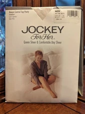 Jockey For Her Queen Control Top Pantyhose Antique White  Queen  Hips 45" - 50"