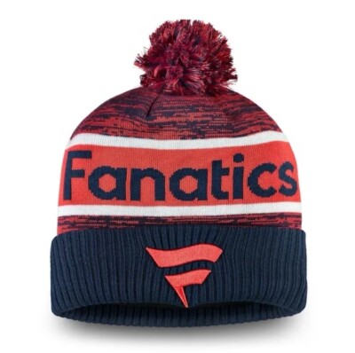 Fanatics Corp Rinkside Cuffed Knit Hat with Pom - Red/Navy