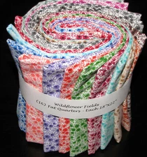 Wildflower Fields Color Flowers Cotton Fabric Fat Quarter Bundle (16) FQ 18"X22"