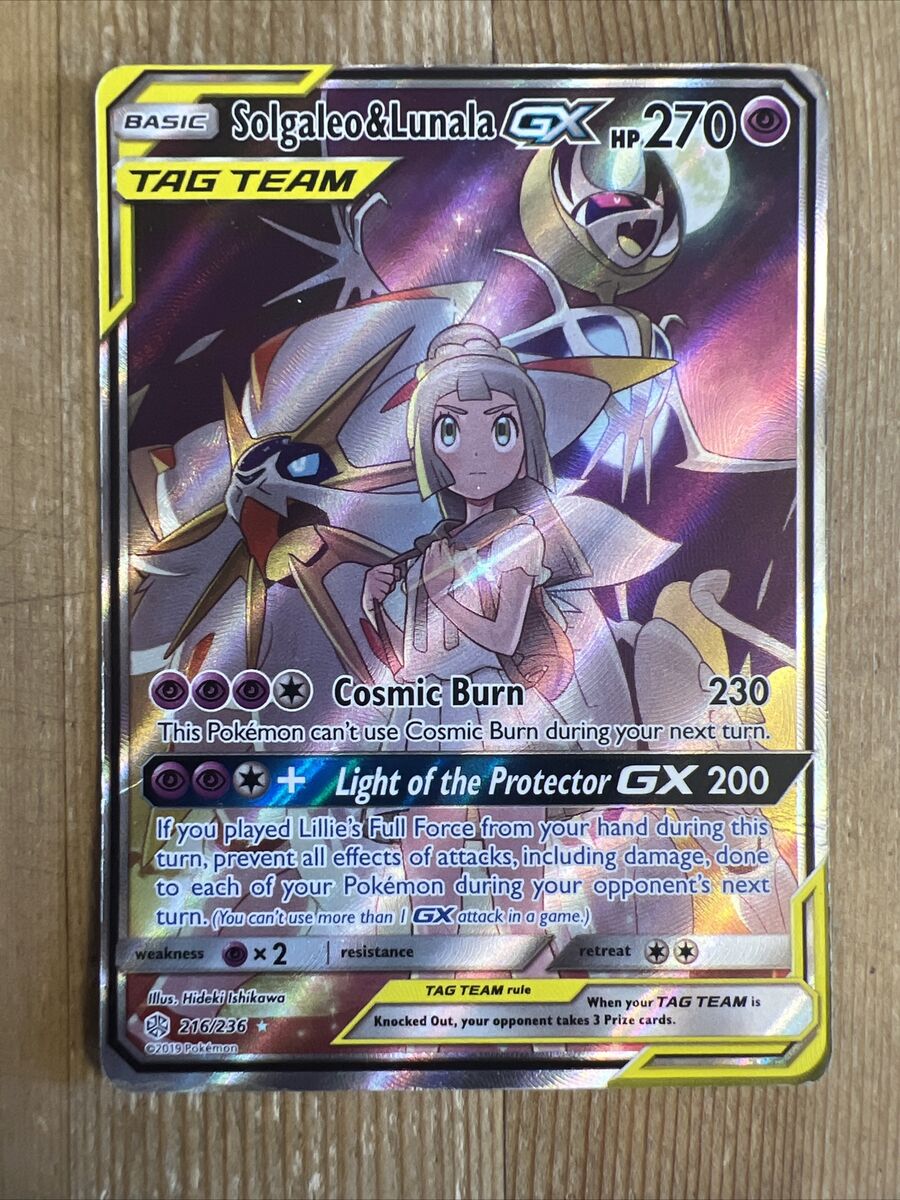 Solgaleo & Lunala Tag Team GX - 216/236 - Full Art Ultra Rare - Pokemon »  Pokemon Singles » Sun & Moon: Cosmic Eclipse - Blue Ox Games