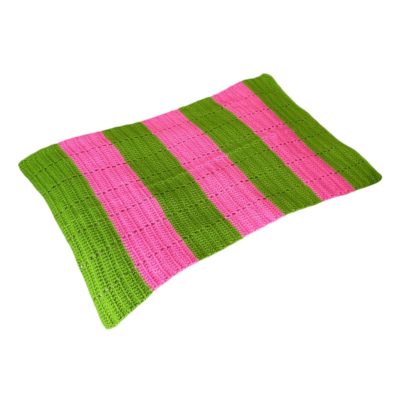 Cuddledown Hospitality Striped Knit Throw Blanket Green Pink 41” x 26”