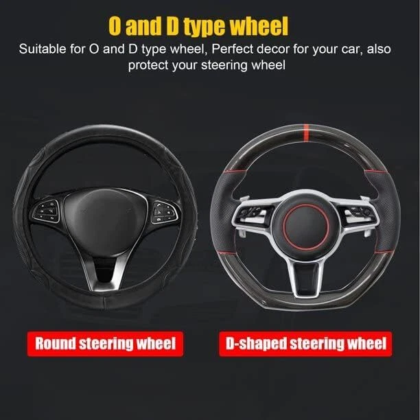 2x Carbon Fiber Universal Car Steering Wheel Booster Cover Non-Slip Accessories - Image 4 of 4