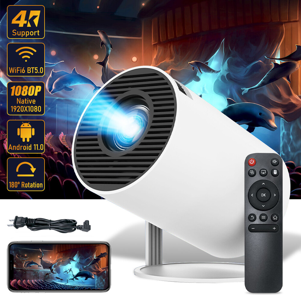 4K Mini Projector 10000 Lumen LED 1080P WiFi Bluetooth Portable Home Theater USA-image