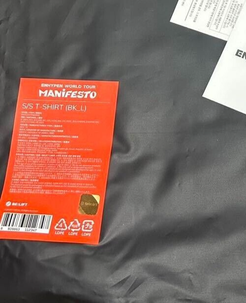 ENHYPEN WORLD TOUR 2022 MANIFESTO Seoul S/S T-SHIRT Black L