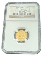 China 2003 Gold 1/10 oz 50 Yuan NGC PF69UC Guanyin 3183.30 per troy oz