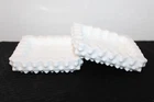 (JW) Lot of 2 Vintage Matching Hobnail White Milk Glass Ashtrays