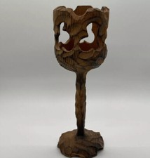 Vintage Crude Gothic Burnt Wood Carved Goblet Jackson Hole 8