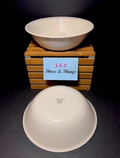 Corelle ENGLISH BREAKFAST Blue & Pink Bands (2) Vegetable Serving Bowls 8.5” EUC