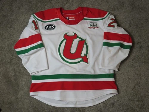 2022-23 Tyce Thompson Utica Comets Game Used Worn AHL Hockey Jersey NJ Devils