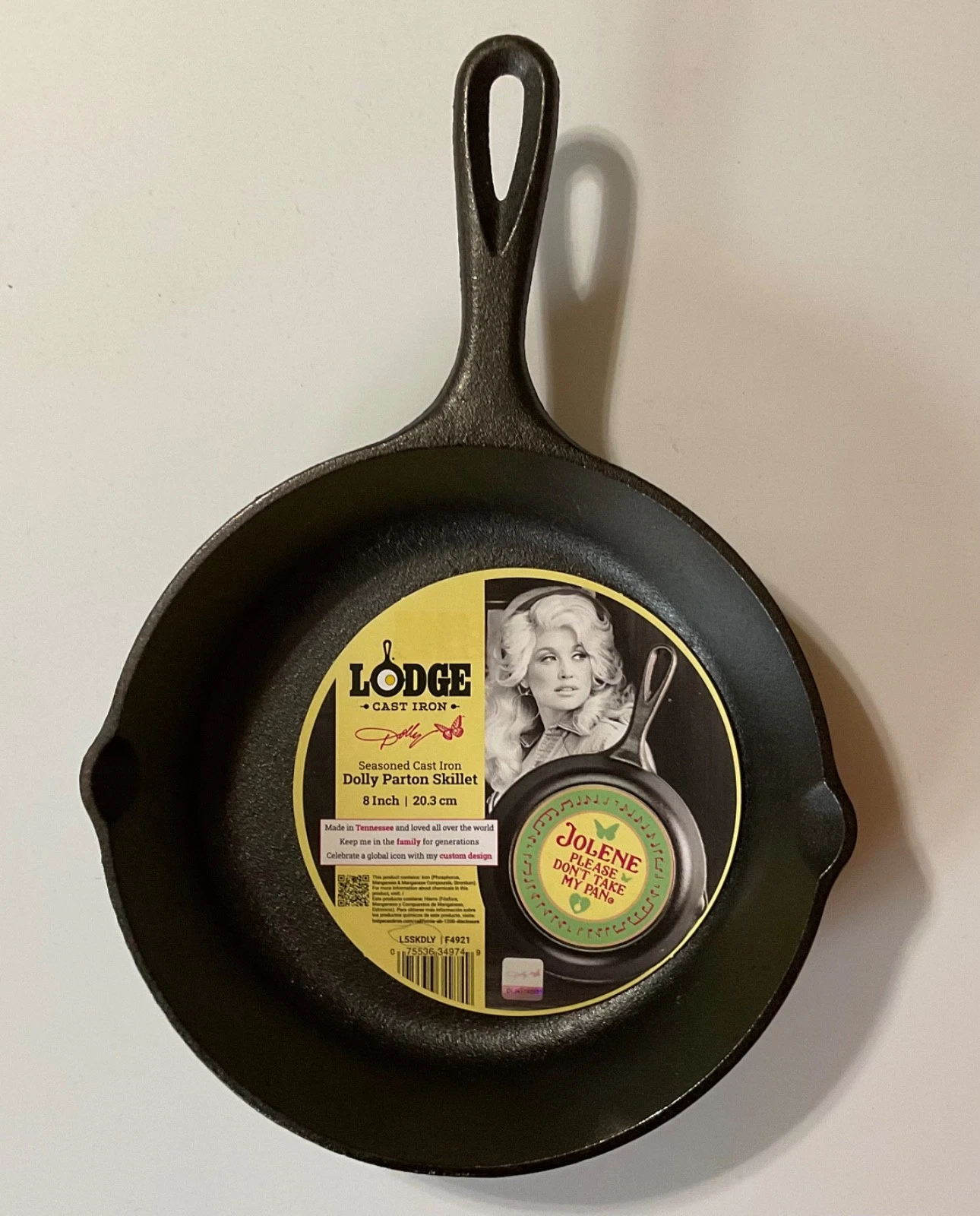 Lodge 8 Inch Dolly Parton Jolene Pre-Seasoned Cast Iron Stamped Standard Black
