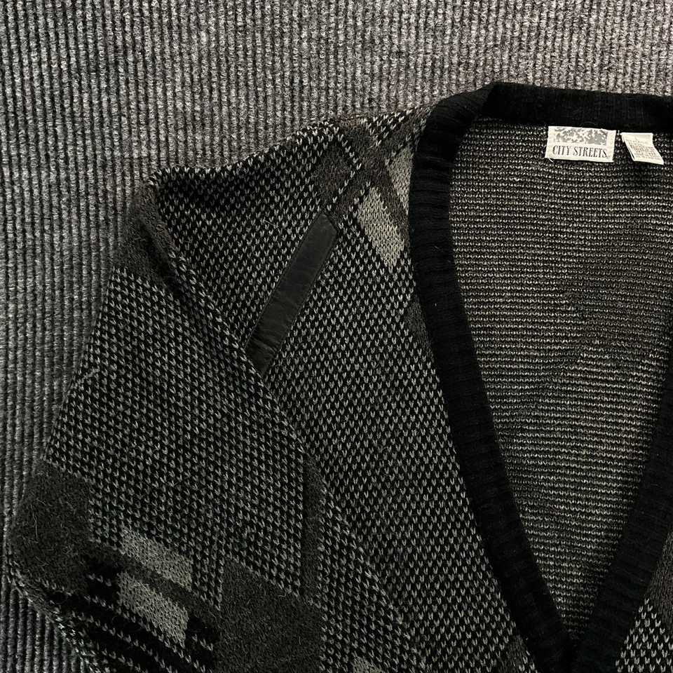 Vintage City Streets Sweater Mens Large Geometric Cardigan Wool Korea 90s - Image 4 of 4